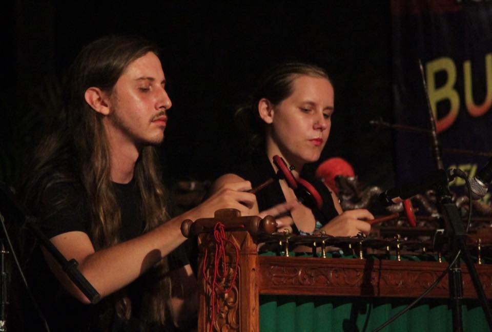 Playing gendèr in a concert in Surakarta